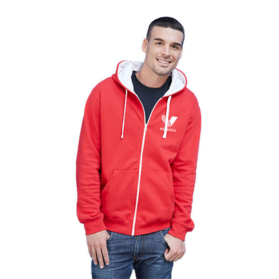 Sweat shirt capuche contrasté zippé Coupe droite mixte FF. Sport Vitalité